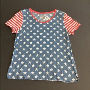 2/$20 💥 EUC (XL) Eluminary Patriotic SS Scoop Neck American Flag T-Shirt (3664)